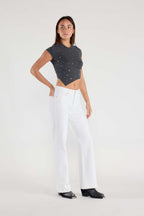 Shop ENJEAN women's white wide legging jeans for casual style