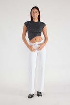 Women's white wide legging jeans, perfect for casual outings