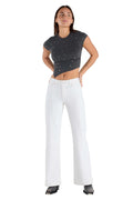 Women's wide legging jeans in white cotton for casual wear