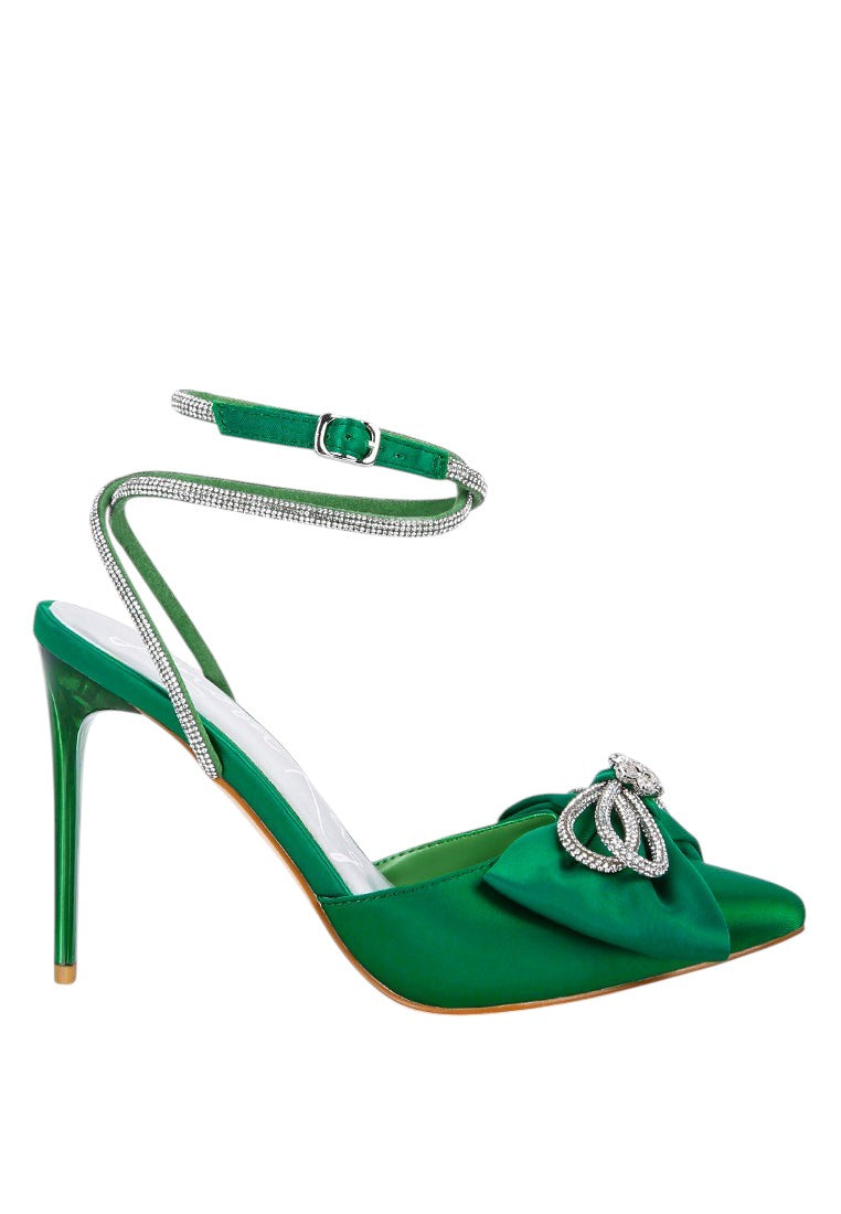 Winged High Heel Rhinestone Embellished Sandals