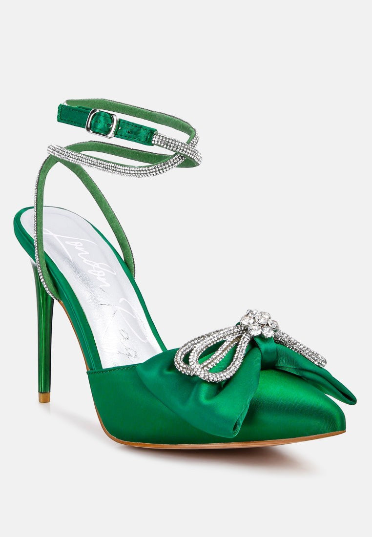 Winged High Heel Rhinestone Embellished Sandals