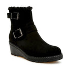 Rag Company Women's Winter Fashion Ankle Boots in Black with Buckle Straps and Cozy Lining