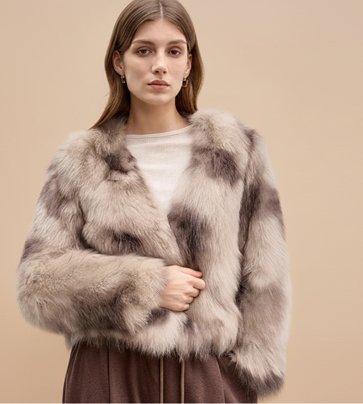 Women's faux fur winter jacket coat, stylish and warm for cold weather