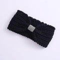 Winter Rhinestone Bow Knitted Head Band - VacationGrabs