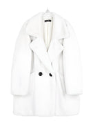 Women's Coats & Jackets Winter Warm White Faux Fur Coat Women Long Sleeve Lapel Double Breasted