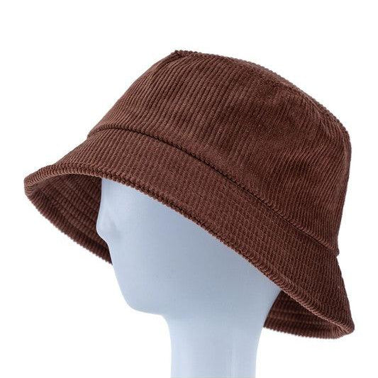 Women's Accessories - Hats Woman Solid Color Corduroy Bucket Hat