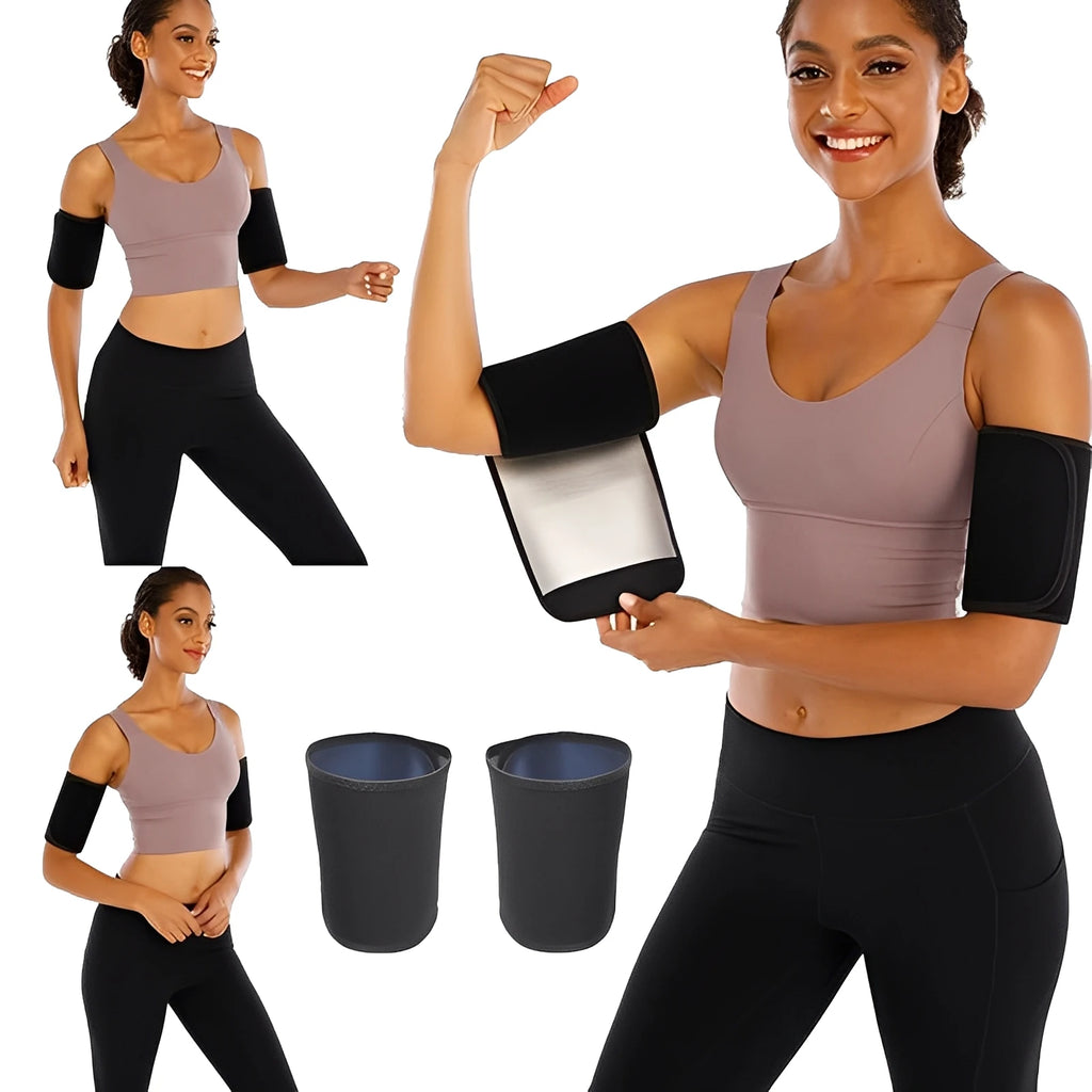 Women's black arm shapers for slimming, perfect for workouts and toning