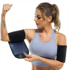 Women's black arm shapers for slimming, made of stretchy material