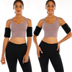 Women arm shapers for slimming in brown, stretchy material for effective use
