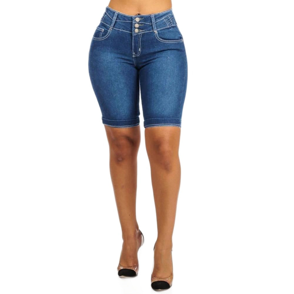 Casual Mid Waist Cuffed Hem Distressed Stretchy Denim Shorts Womens Shorts  Skinny Denim Hot Pants | Fruugo ZA