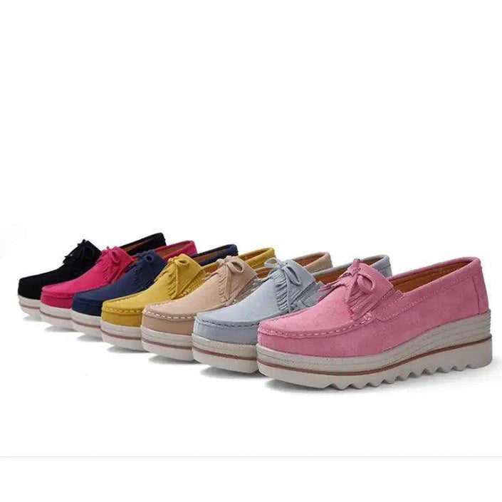 Women Flats Platform Shoes Casual Thick Tassel Slip On - VacationGrabs