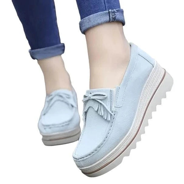 Women Flats Platform Shoes Casual Thick Tassel Slip On - VacationGrabs