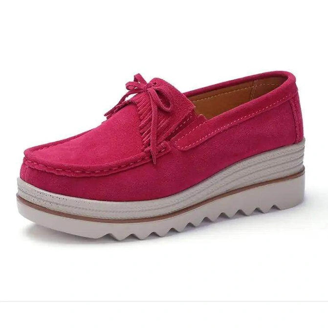 Women Flats Platform Shoes Casual Thick Tassel Slip On - VacationGrabs