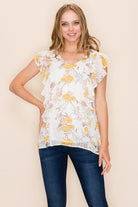 Women's Shirts Women Floral Print Ruffle Blouse