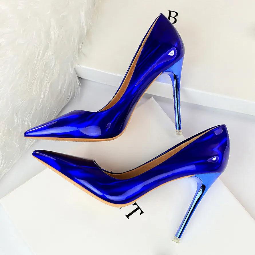 Women's Shoes - Heels Women Glossy 4in High Heel Pumps Special Occasion Shoes