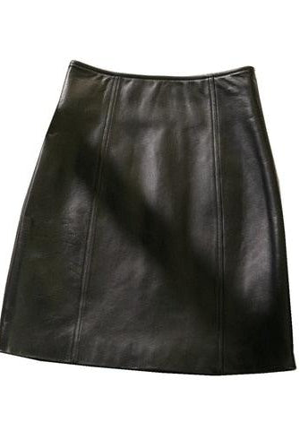 Women's Skirts Women Harajuku Kawaii Casual Genuine Leather High Waist Thin Skirt