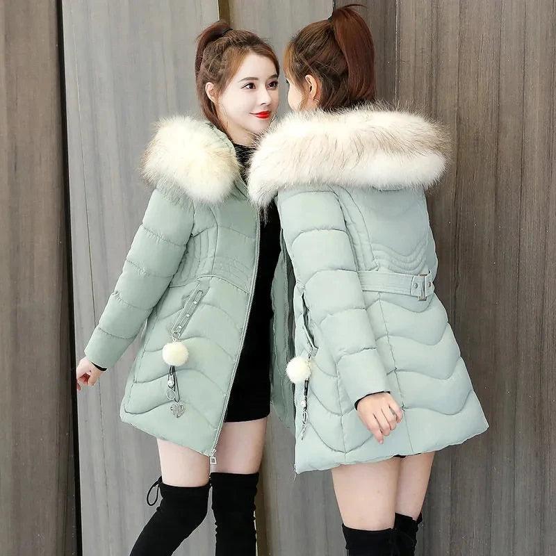 Women's Coats & Jackets Women Hooded Fur Collar Cotton Parkas Warm Coat Outwear