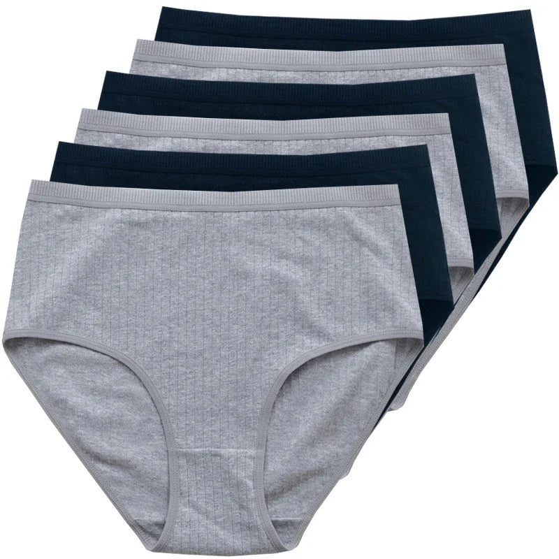 women panties cotton, pack of five in gray and navy colors