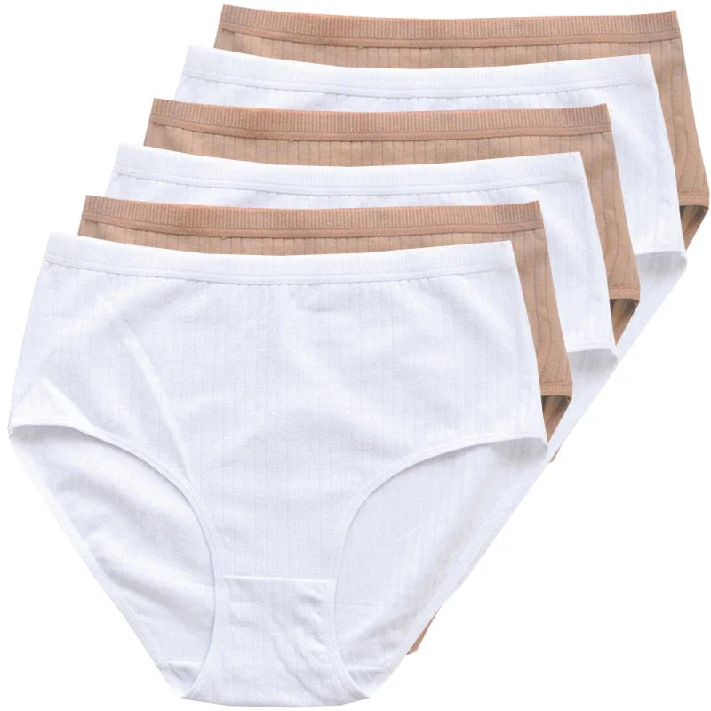 Women's cotton panties in white and beige, comfortable everyday wear