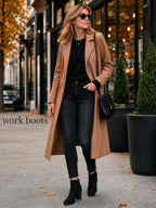 Women's Ankle Boots Heel: Chunky Low Heeled Almond Toe Booties – 3/4 angle view