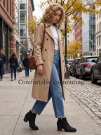 Women's Ankle Boots Heel: Chunky Low Heeled Almond Toe Booties – side profile