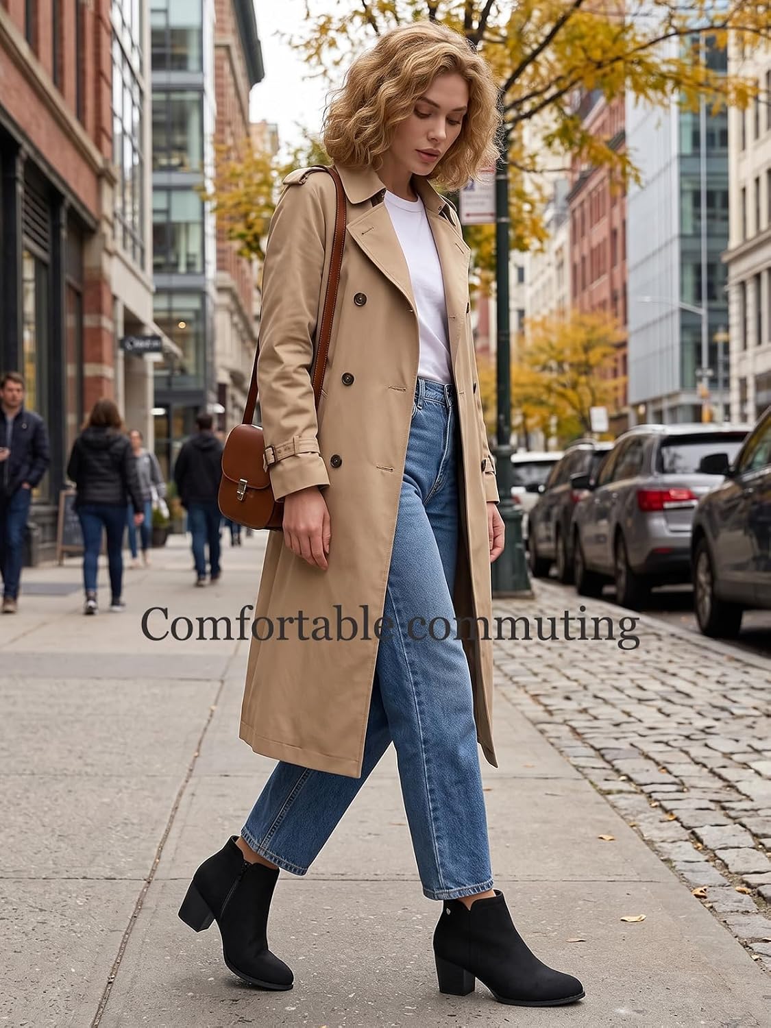 Women's Ankle Boots Heel: Chunky Low Heeled Almond Toe Booties – side profile