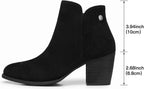 Women's Ankle Boots Heel: Chunky Low Heeled Almond Toe Booties – sole and heel detail