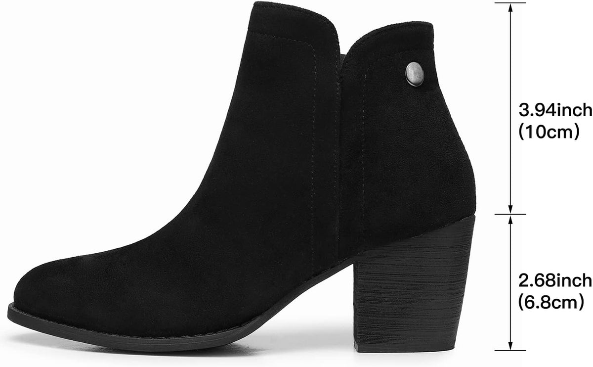 Women's Ankle Boots Heel: Chunky Low Heeled Almond Toe Booties – sole and heel detail