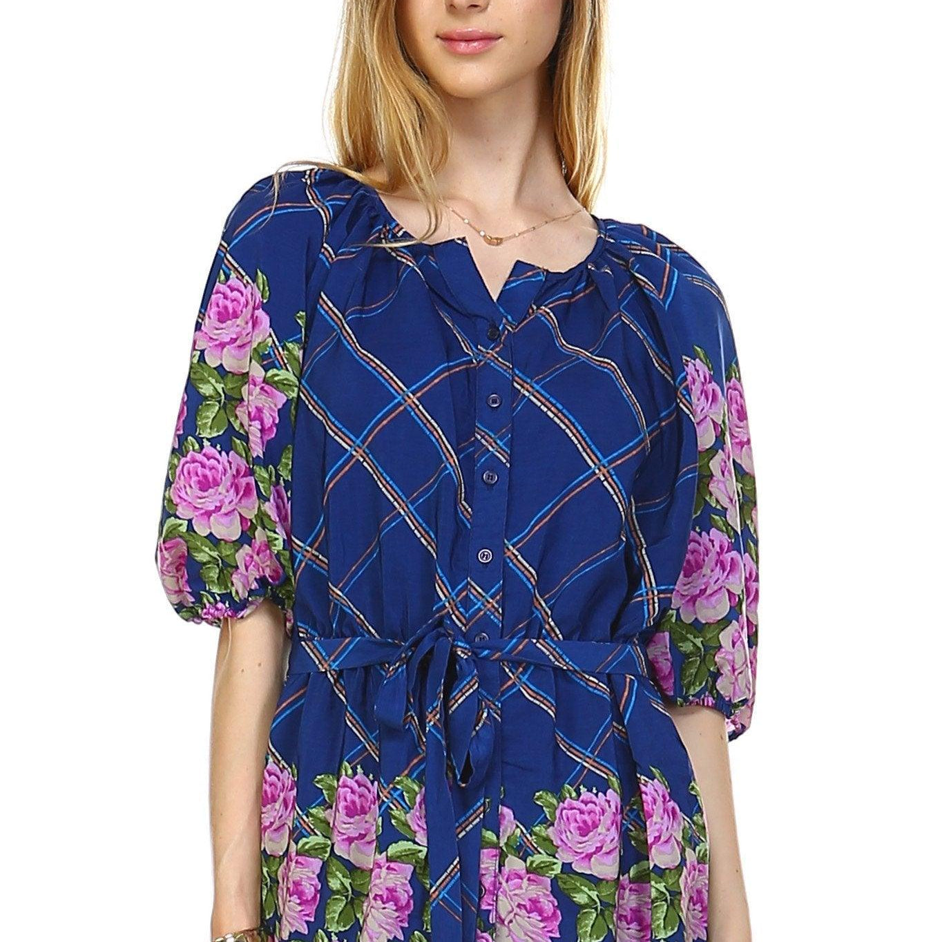 Women's Shirts Women's Belted Button Front Top