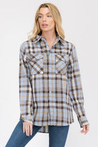 Women's Shirts Women's Boyfriend Fit Checker Plaid Flannel Long Sleeve