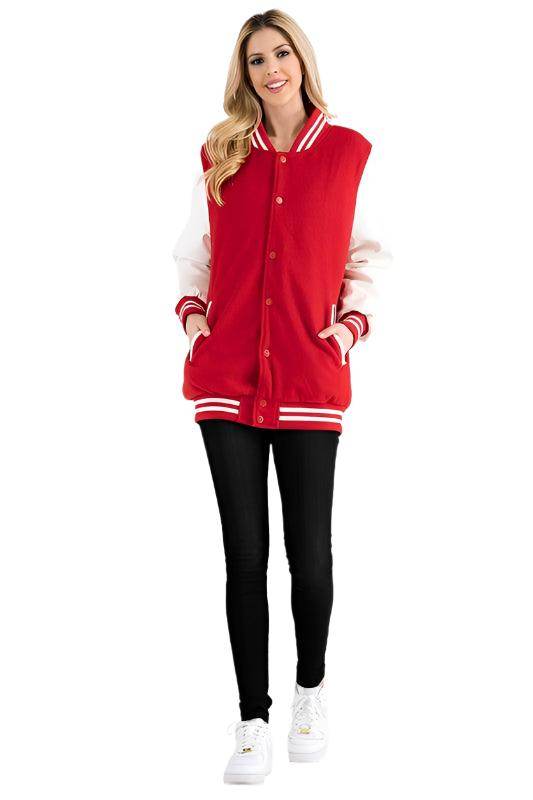 Women's Boyfriend Oversized Letterman Jacket 8 Colors - VacationGrabs