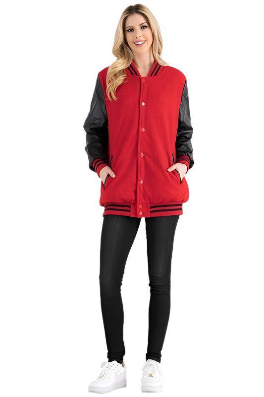 Women's Boyfriend Oversized Letterman Jacket 8 Colors - VacationGrabs