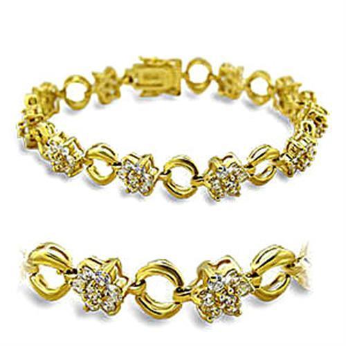 Women's Jewelry - Bracelets Women's Bracelets - 415506 - Gold Brass Bracelet with AAA Grade CZ in Clear