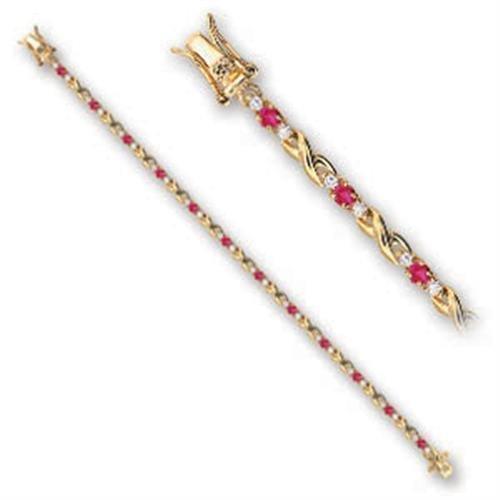 Women's Jewelry - Bracelets Women's Bracelets - Gold Brass Bracelet with Synthetic Garnet in Ruby - 46806