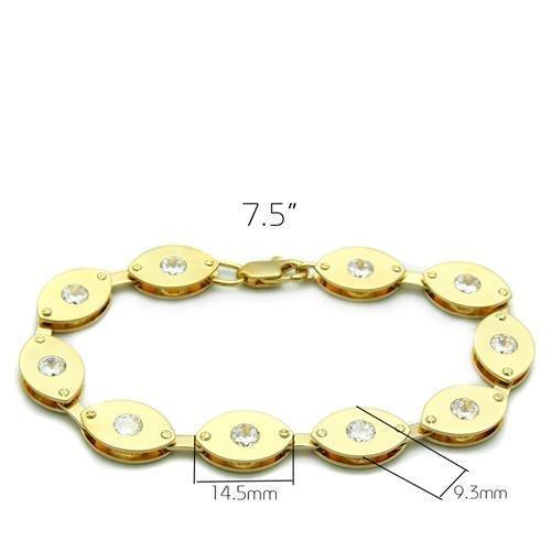 Women's Jewelry - Bracelets Women's Bracelets - LO2010 - Matte Gold & Gold Brass Bracelet with AAA Grade CZ in Clear