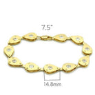 Women's Jewelry - Bracelets Women's Bracelets - LO2015 - Matte Gold & Gold Brass Bracelet with AAA Grade CZ in Clear