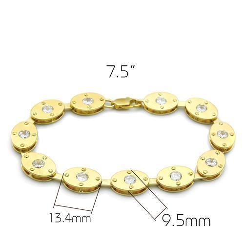 Women's Jewelry - Bracelets Women's Bracelets - LO2018 - Matte Gold & Gold Brass Bracelet with AAA Grade CZ in Clear