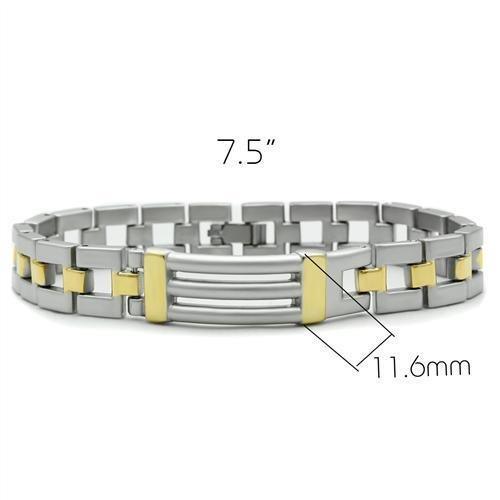Women's Jewelry - Bracelets Women's Bracelets - LO2030 - Matte Rhodium & Gold White Metal Bracelet with No Stone