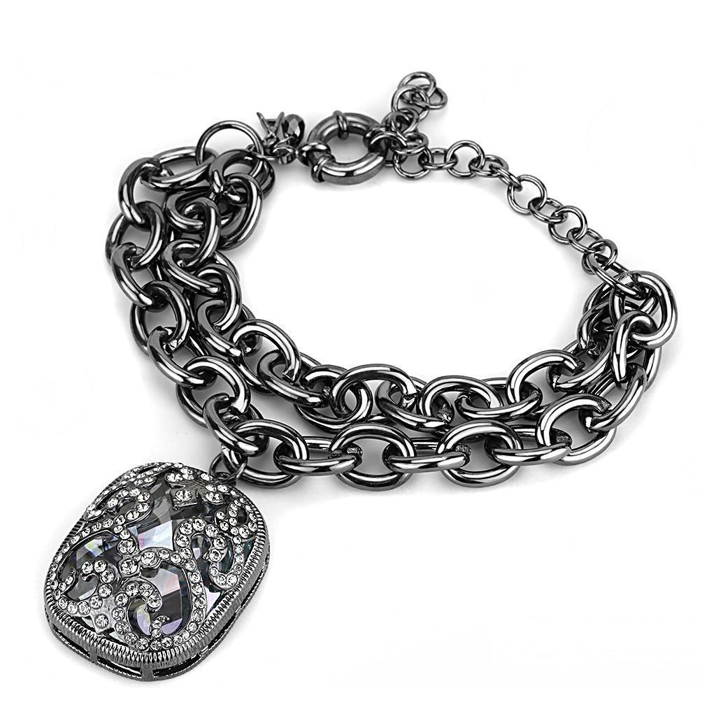 Women's Jewelry - Bracelets Women's Bracelets - LO4222 - TIN Cobalt Black Brass Bracelet with AAA Grade CZ in Clear