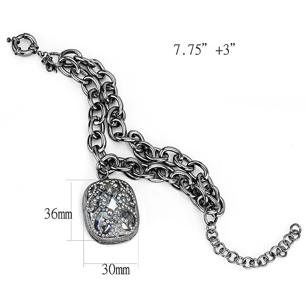 Women's Jewelry - Bracelets Women's Bracelets - LO4222 - TIN Cobalt Black Brass Bracelet with AAA Grade CZ in Clear