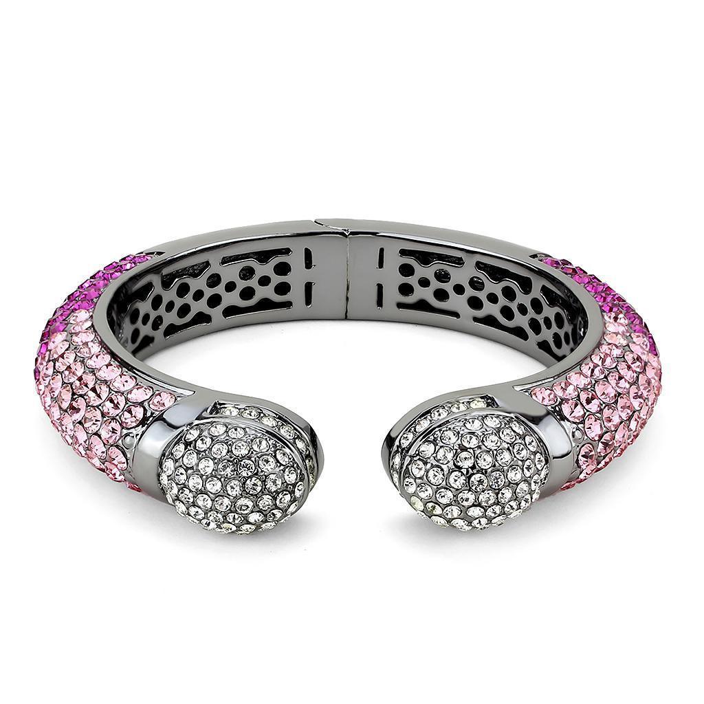 Women's Jewelry - Bracelets Women's Bracelets - LO4293 - TIN Cobalt Black Brass Bangle with Top Grade Crystal in Multi Color