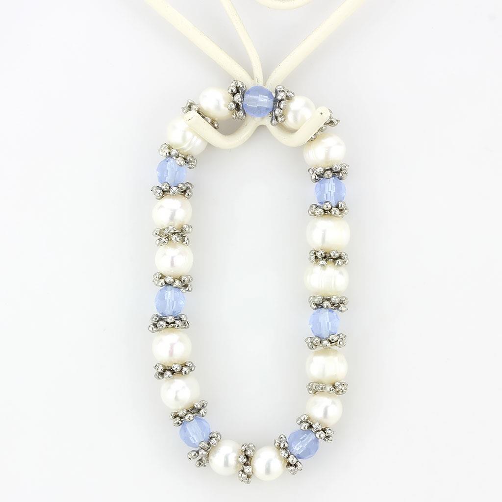 Women's Jewelry - Bracelets Women's Bracelets - LO4652 - Antique Silver White Metal Bracelet with Synthetic Pearl in Sea Blue
