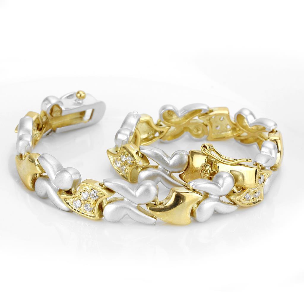 Women's Jewelry - Bracelets Women's Bracelets - LO4736 - Gold+Rhodium Brass Bracelet with AAA Grade CZ in Clear
