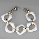 Women's Jewelry - Bracelets Women's Bracelets Style No. 3W1010 - IP Rose Gold(Ion Plating) Stainless Steel Bracelet with Ceramic in White