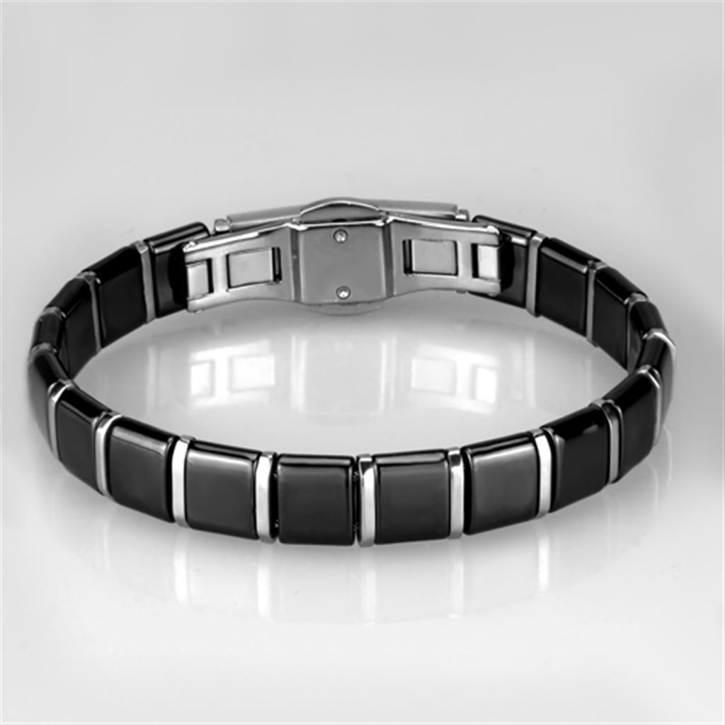 Women's Jewelry - Bracelets Women's Bracelets Style No. 3W984 - High polished (no plating) Stainless Steel Bracelet with Ceramic in Jet