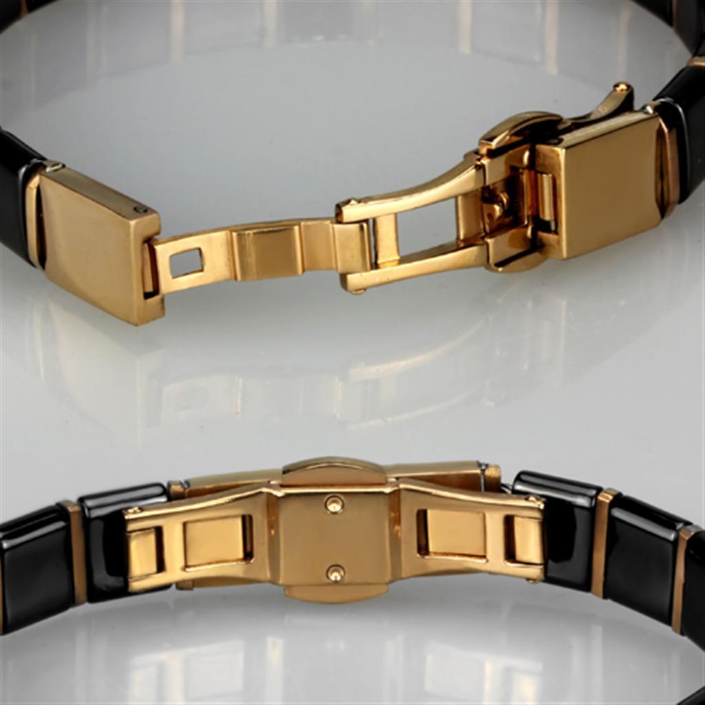 Women's Jewelry - Bracelets Women's Bracelets Style No. 3W986 - IP Rose Gold(Ion Plating) Stainless Steel Bracelet with Ceramic in Jet
