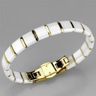 Women's Jewelry - Bracelets Women's Bracelets Style No. 3W989 - IP Gold(Ion Plating) Stainless Steel Bracelet with Ceramic in White