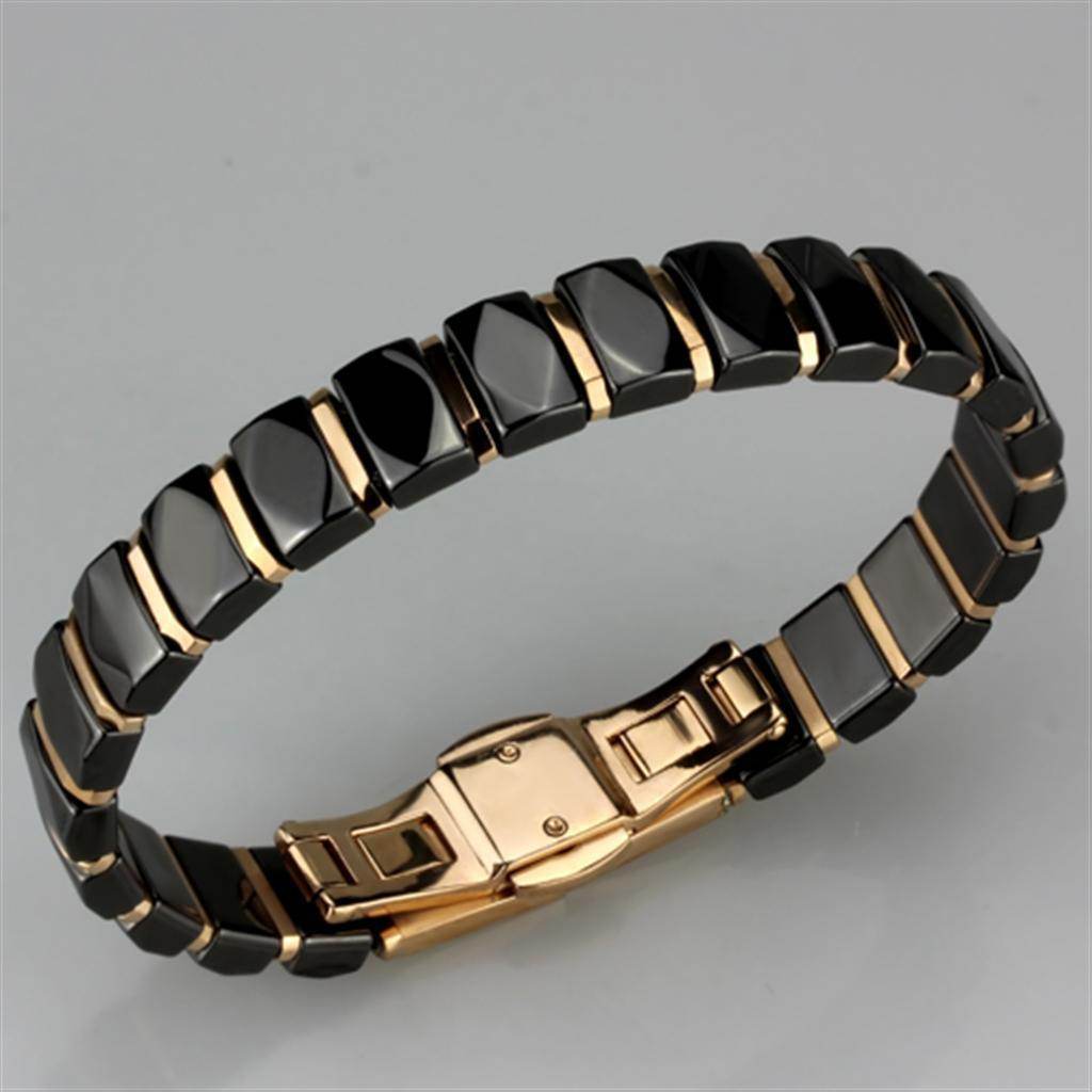 Stylish women's bracelets ion plated with sleek black design and elegant gold accents
