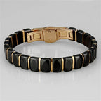 Stylish women's bracelets ion plated in black and gold, perfect for elegant outfits and casual wear