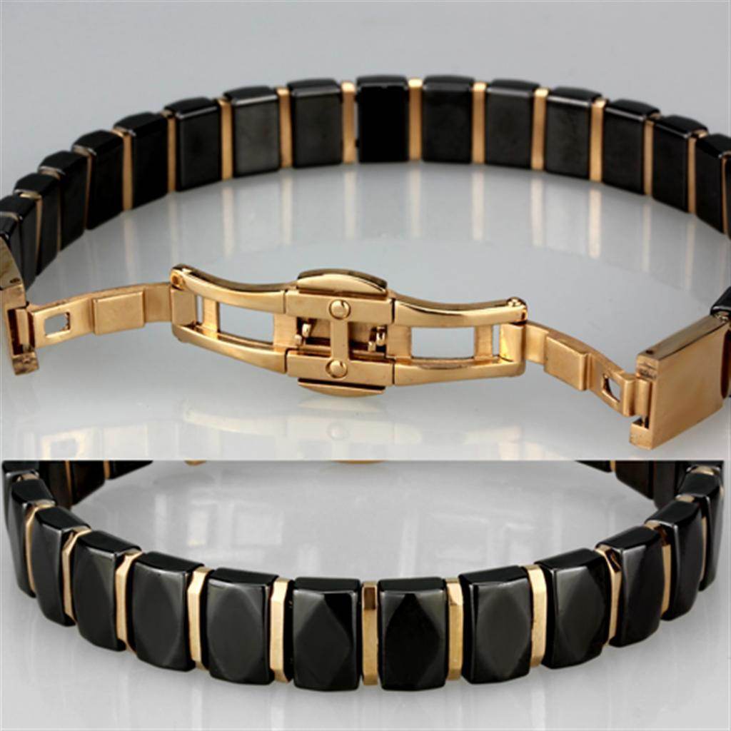 Stylish women's bracelets ion plated with black stone accents and secure clasp for elegant wear